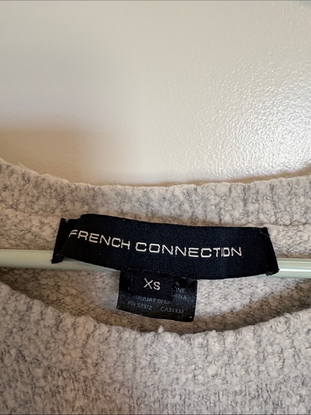 French Connection Light Gray Ruffle Sleeve Crewneck Sweater - Picture 2 of 3